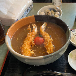 長寿庵水天宮店　エビフライカレーそば